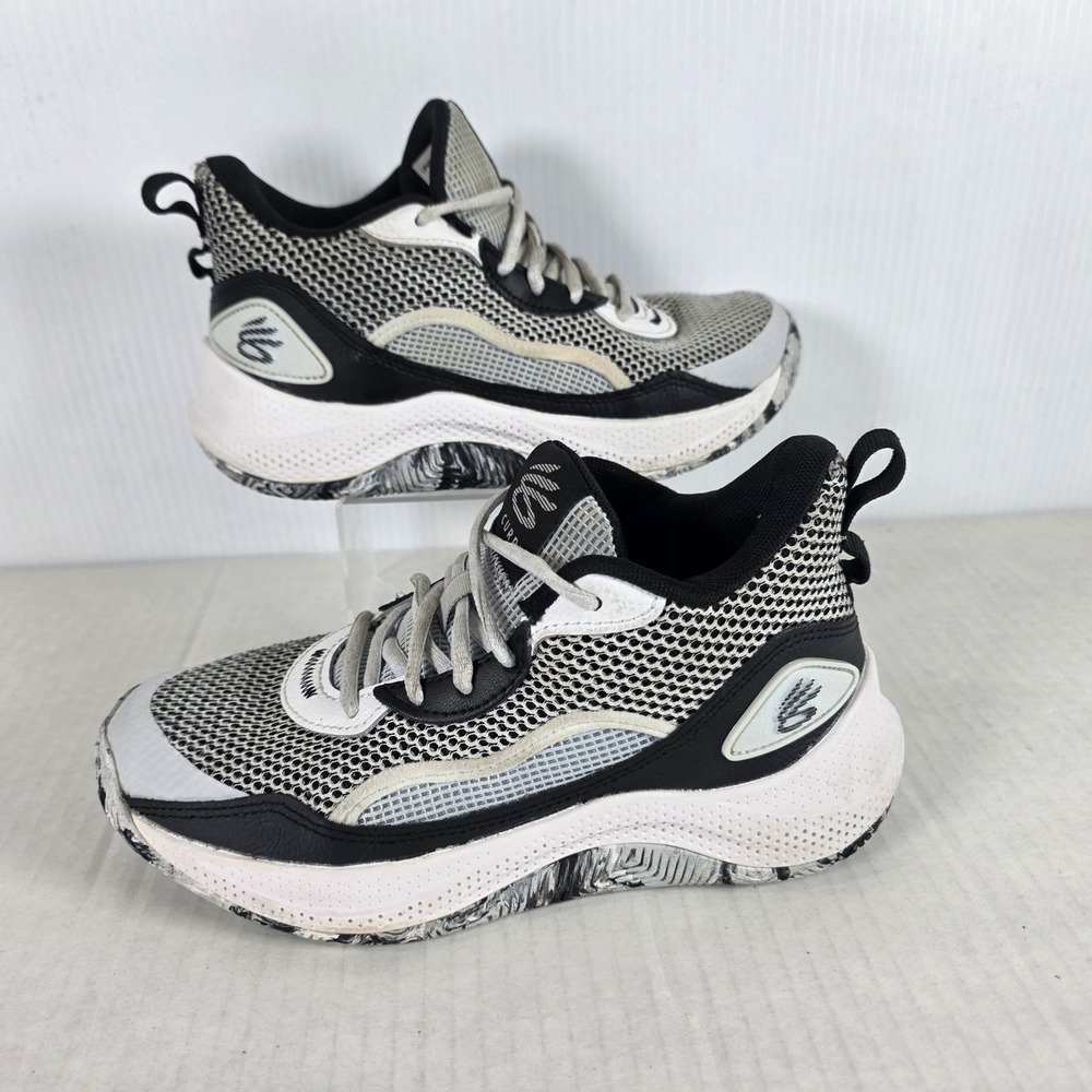 Under Armour Curry Splash Basketball Shoes Kids 4.5Y Black White 3027627-101